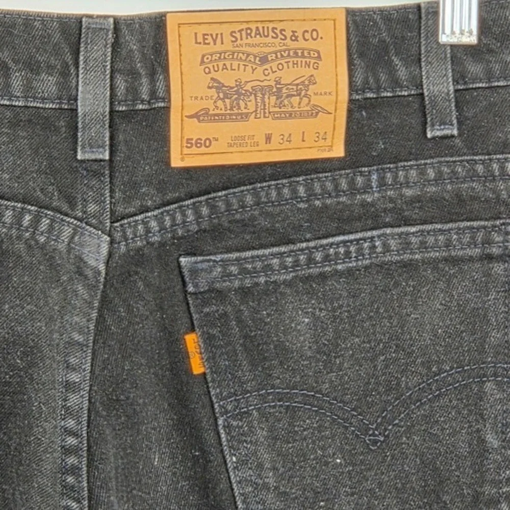 Vintage Levi's 560 Jeans‎ Mens 34x34 Loose Fit Tapered Black USA Orange Tab NWOT